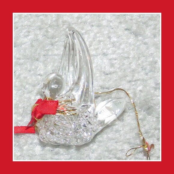 Vintage Clear Spun Glass Small Bird Hanging Christmas Holiday Ornament - Picture 9 of 9